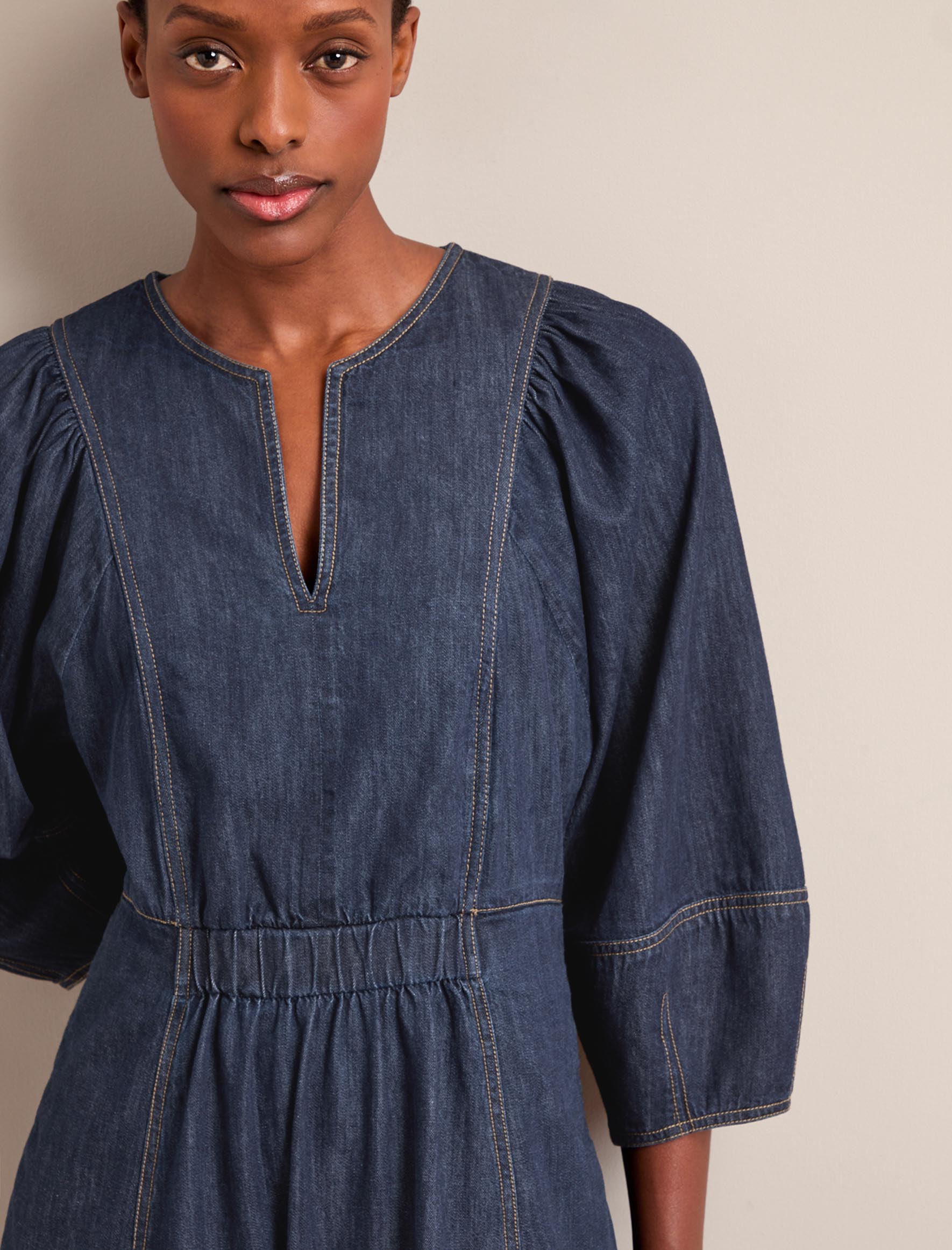 Jude Denim Maxi Dress - Dark Blue - Image 2