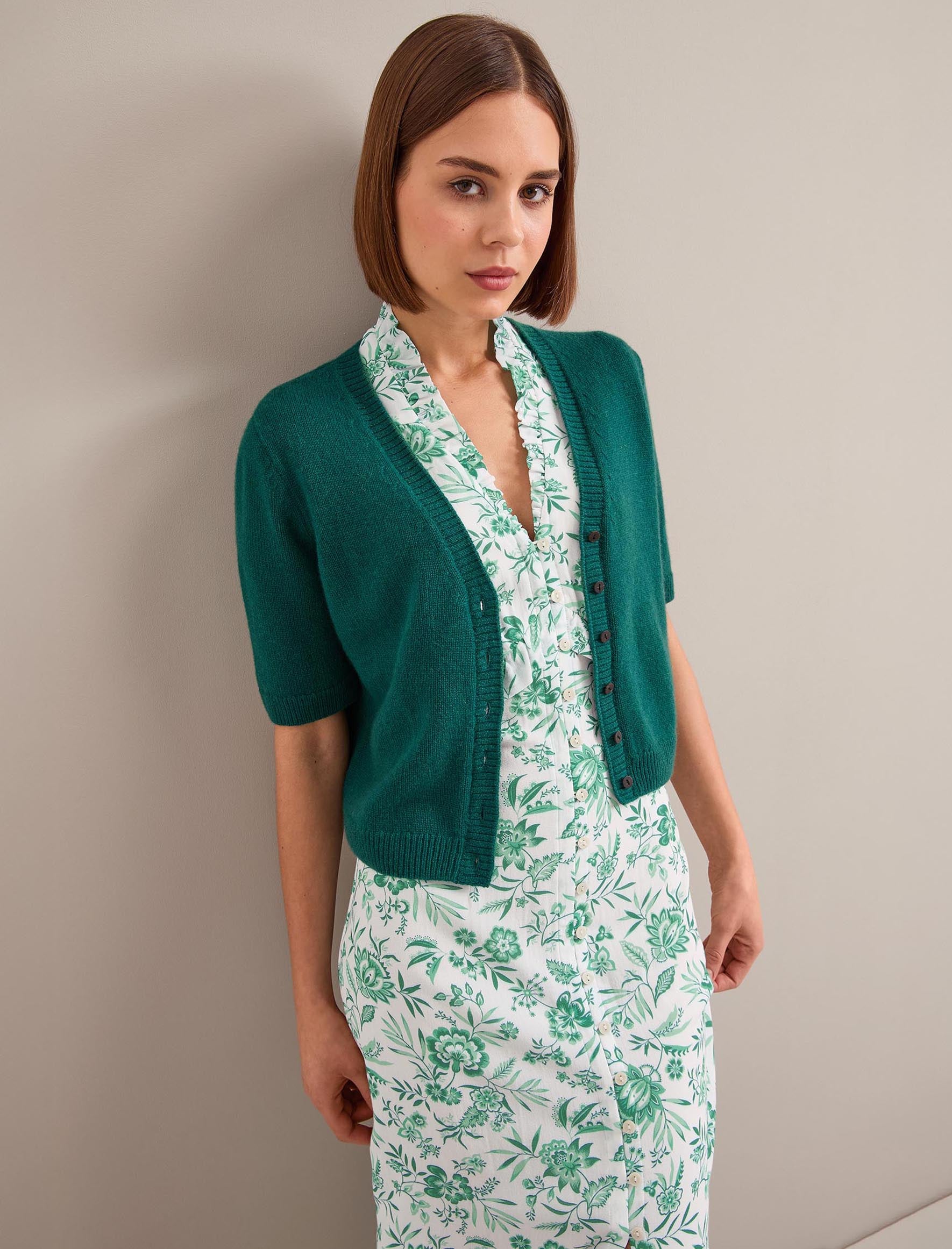 Liliana Cotton Blend Maxi Dress - Green Palm Floral Print - Image 3