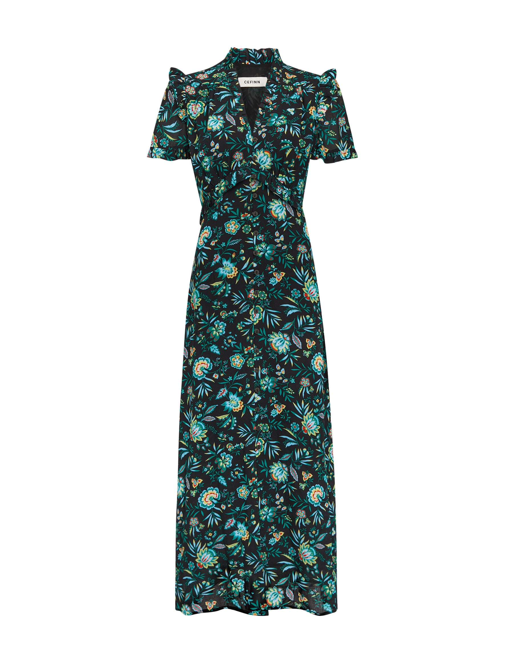 Liliana Cotton Blend Maxi Dress - Black Palm Floral Print - Image 7