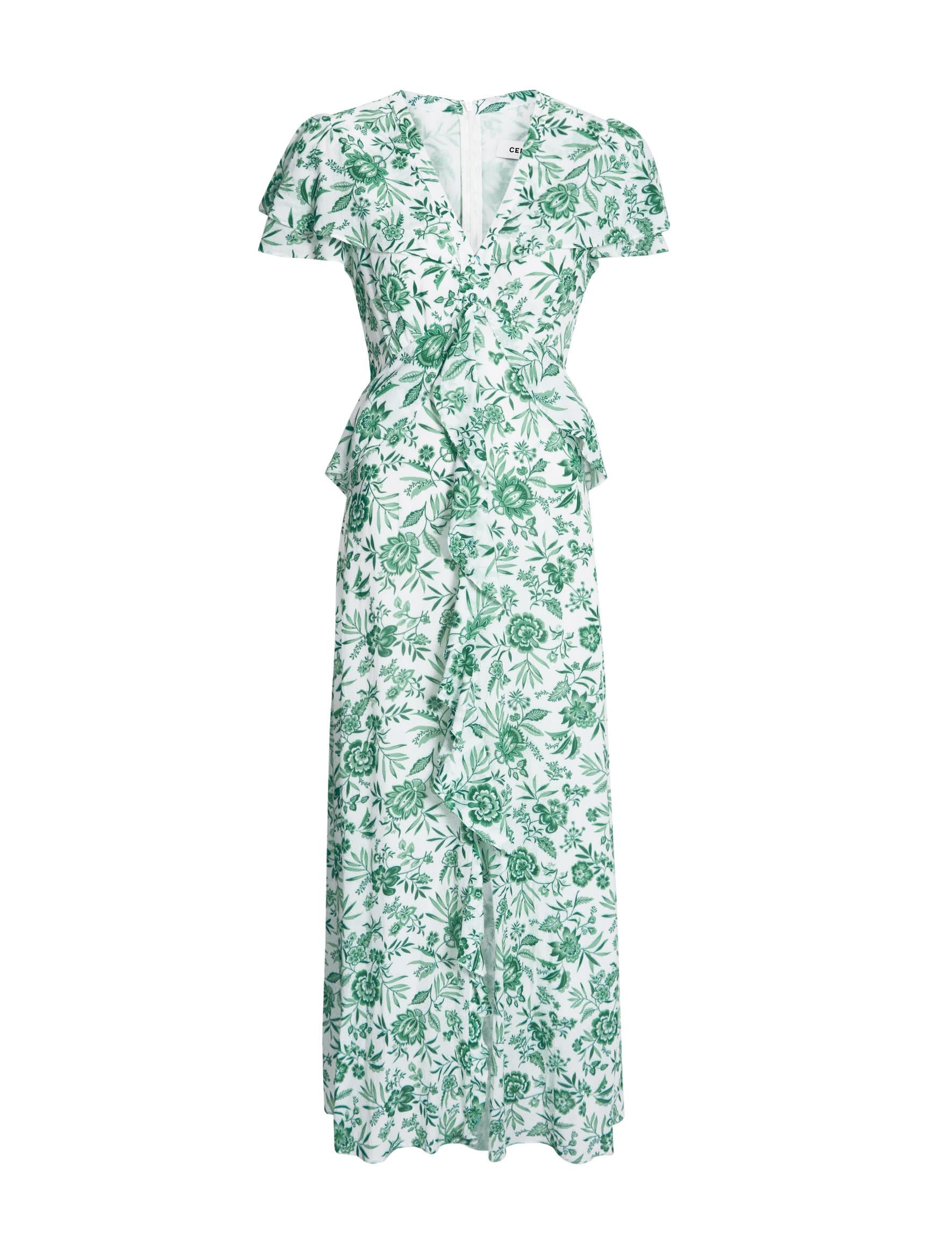 Vivienne Cotton Blend Maxi Dress - Green Palm Floral Print - Image 9