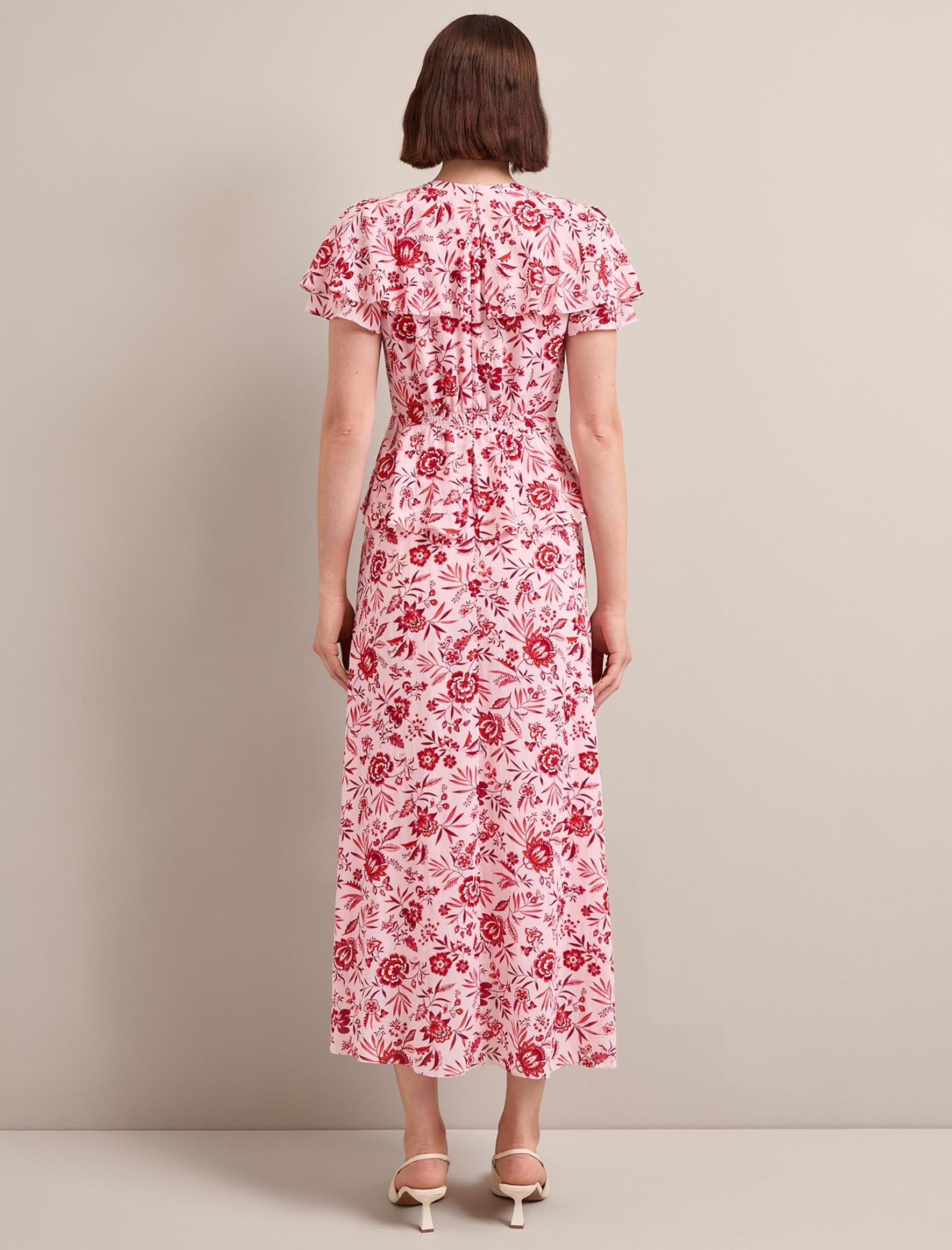 Vivienne Cotton Blend Maxi Dress - Pink Palm Floral Print - Image 6