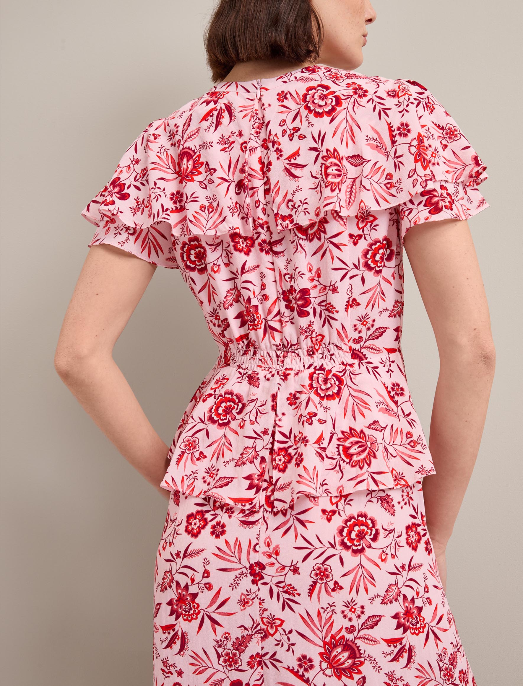 Vivienne Cotton Blend Maxi Dress - Pink Palm Floral Print - Image 4